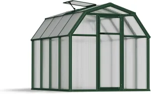 Palram - Canopia Rion EcoGrow 2 | 6 Ft. x 8 Ft. Greenhouse, Large Twin Wall Polycarbonate Heavy Duty Green House DIY Kit for Garden, Yard, Plants, Walk-in for Outdoors with Window Vent (Green)