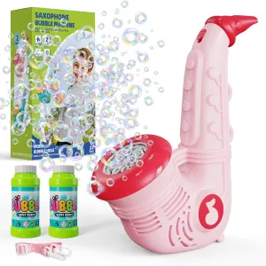 PANACARE Saxophone Bubble Machine for Children, Automatic Bubble Machine with Lanyard /10000  Bubbles/Min with Solution for Wedding/Birthday/Party/Easter, Bubble Toy Gift for Boys and Girls