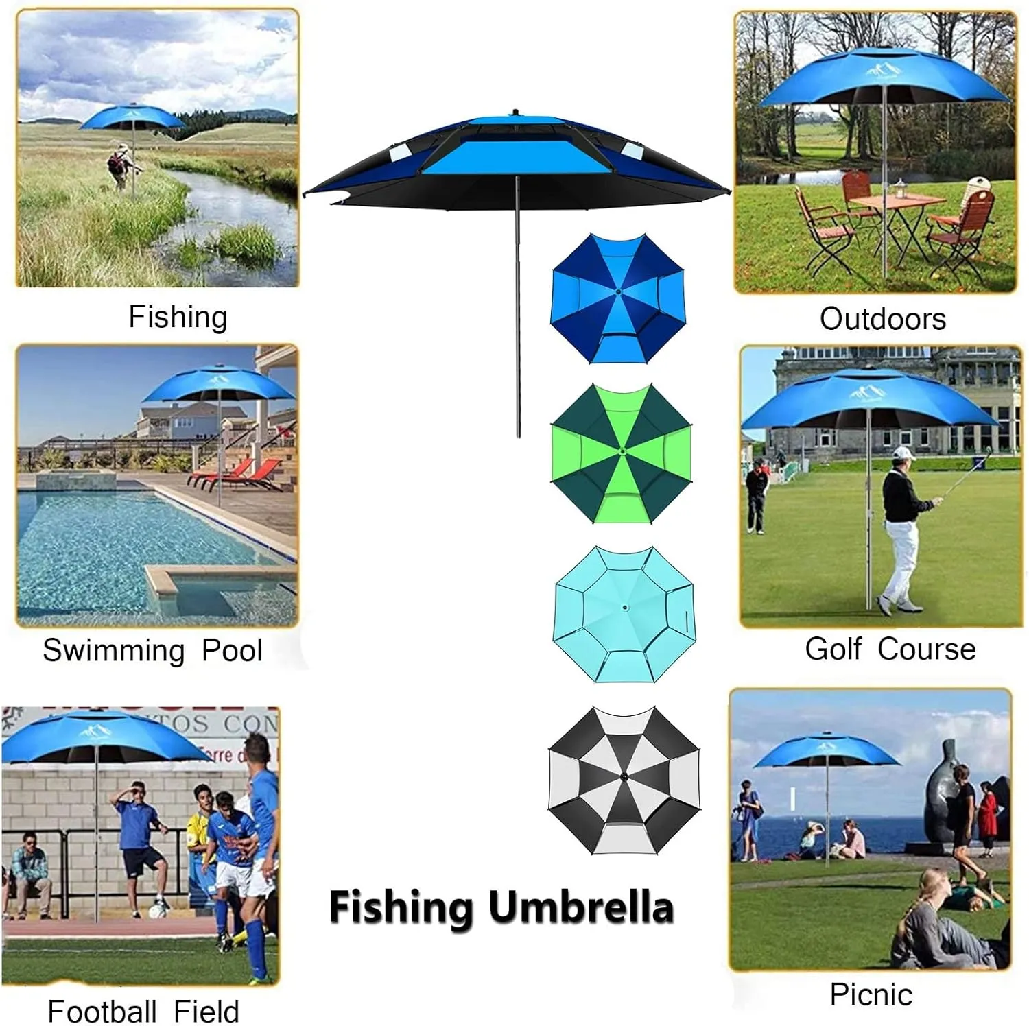 Patio Umbrella Sun Shade Umbrella For Outdoor Fishing Parasol, Essential For Fishing, 360° Rotation, Rainproof, With Carry Bag, Garden Yard Parasol, Beach Umbrellas, Camping Shelter, Green
