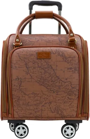 Patricia Nash Vitalia Underseater Trolley Patina Coated Linen Canvas (European Map Riot Rust)
