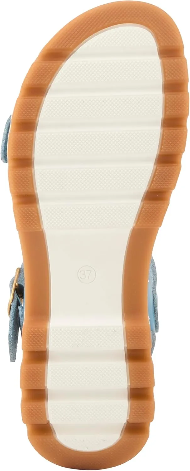 PATRIZIA Women's BUNCH Buckle Sandals - Adjustable Faux Leather Straps, Cushioned Footbed, Sporty White Sole