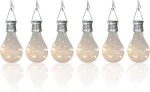 pearlstar Solar Light Bulbs Outdoor Waterproof Garden Camping Hanging LED Light Lamp Bulb Globe Hanging Lights for Home Yard Christmas Party Holiday Decorations (6 Pack-Clear Bulbs)