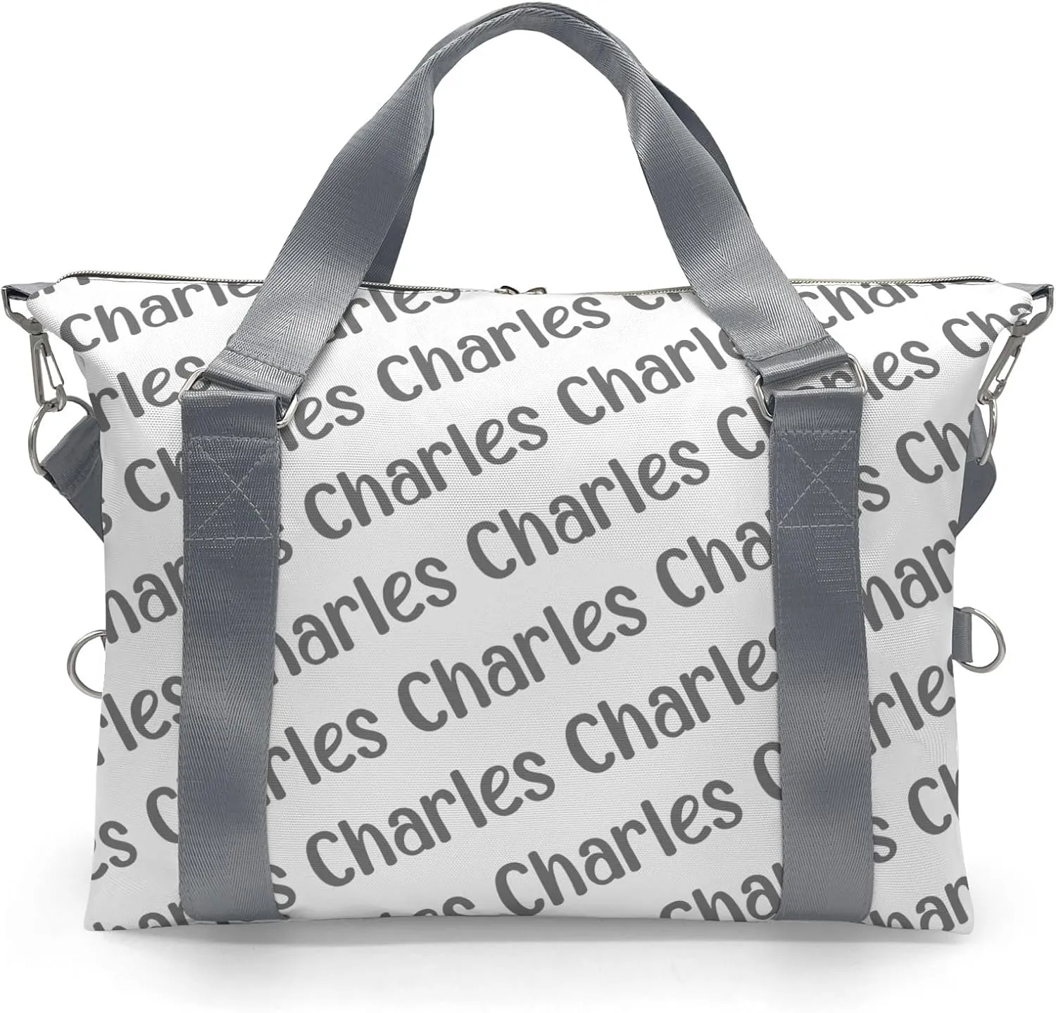 Personalized Initial Travel Duffel Bag,Birthday Gift Bag,Custom Sports Bag, Personalized Weekender Bag,Monogram Overnight Bag Gift,Overnight Weekender Bags Grey