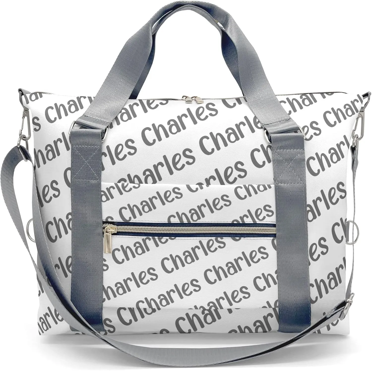 Personalized Initial Travel Duffel Bag,Birthday Gift Bag,Custom Sports Bag, Personalized Weekender Bag,Monogram Overnight Bag Gift,Overnight Weekender Bags Grey