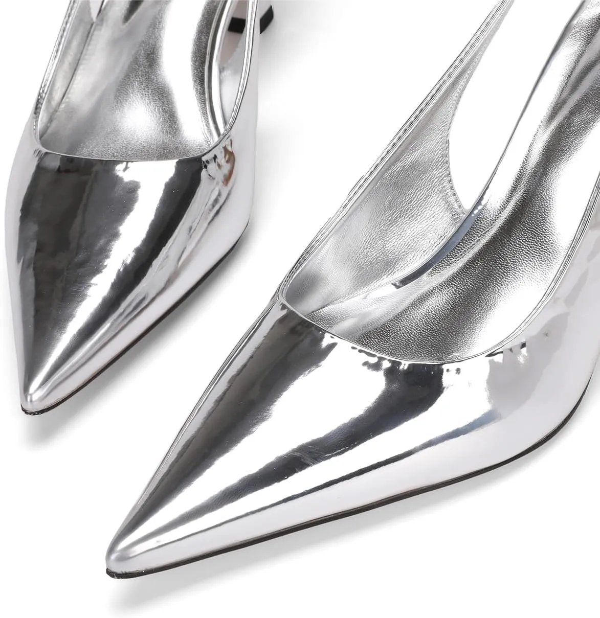 Pointed Toe Slingback Heels for Women Slip On Kitten Heel Pumps