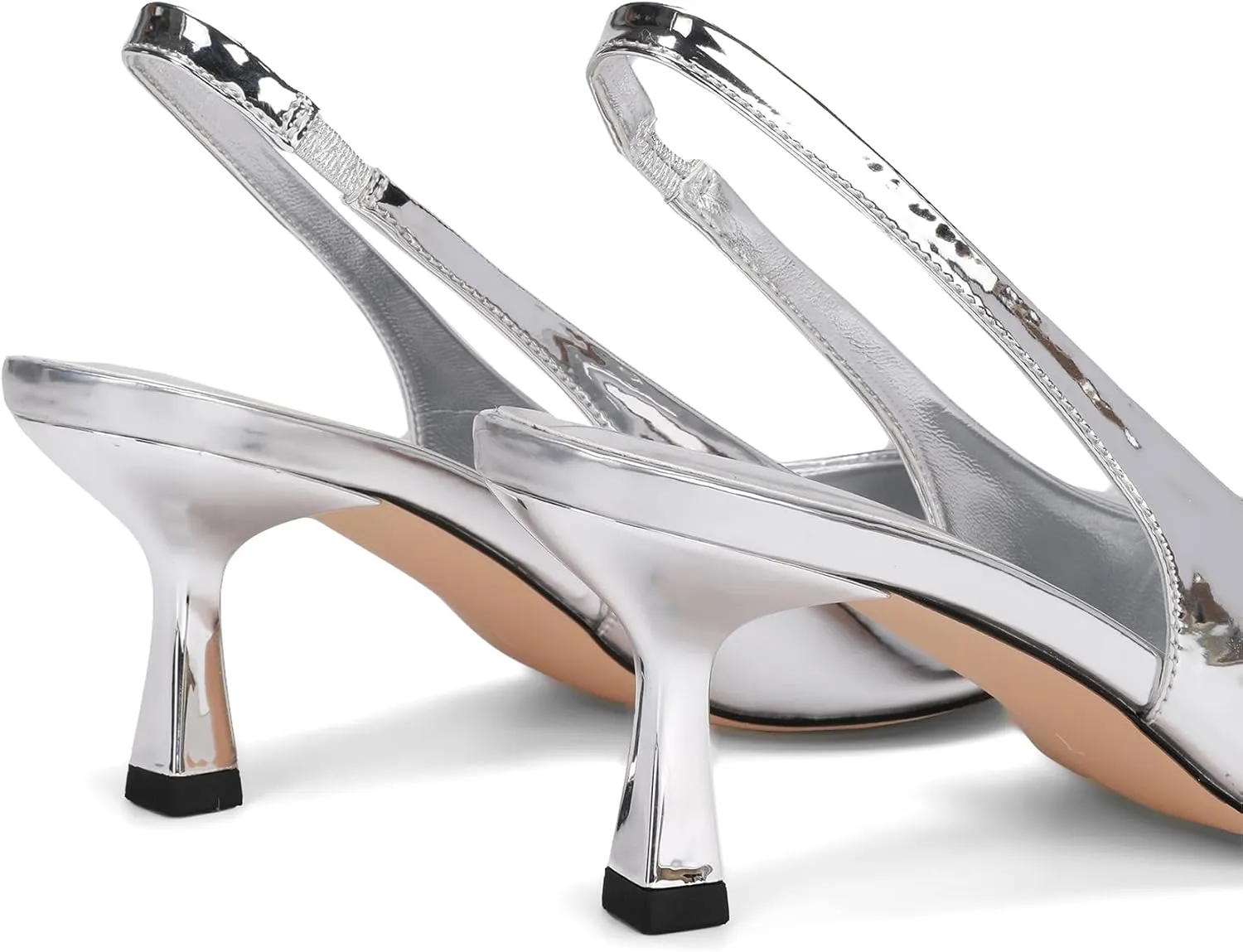 Pointed Toe Slingback Heels for Women Slip On Kitten Heel Pumps