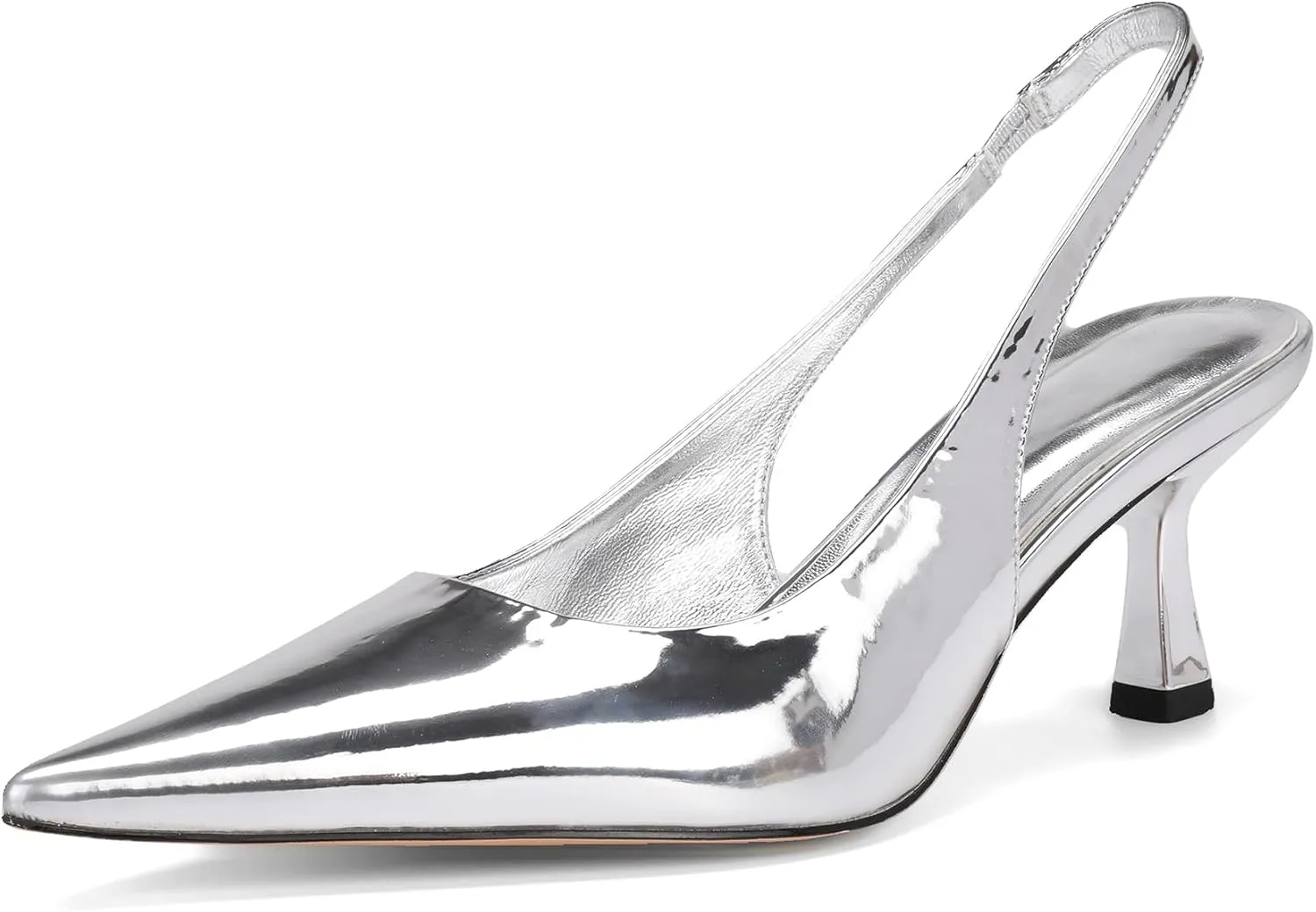 Pointed Toe Slingback Heels for Women Slip On Kitten Heel Pumps
