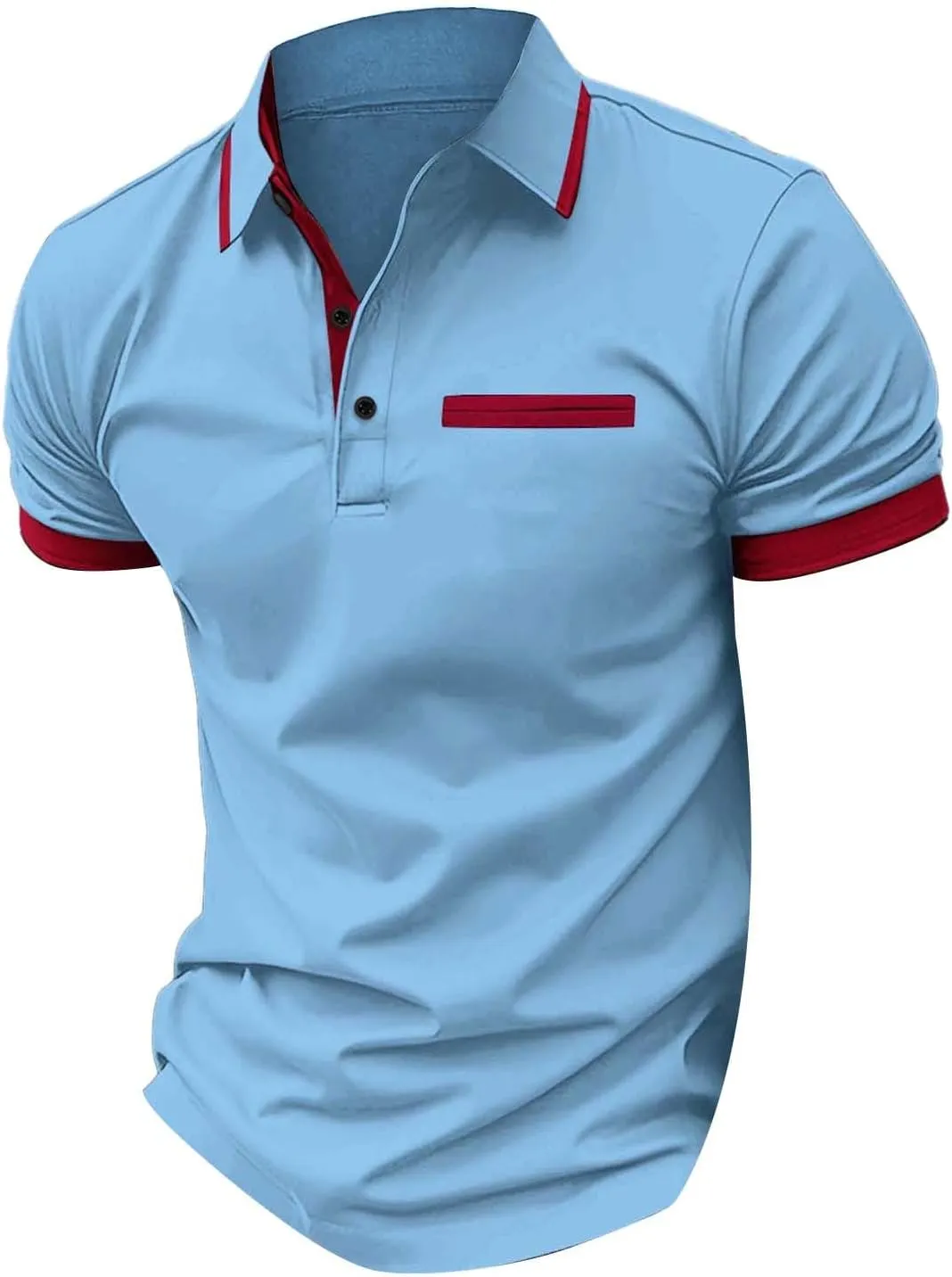 Polo Shirts for Men Casual Short Sleeve Dress Golf Fashion Big and Tall Polos Tshirts Button Down Business Slim Fit Shirt