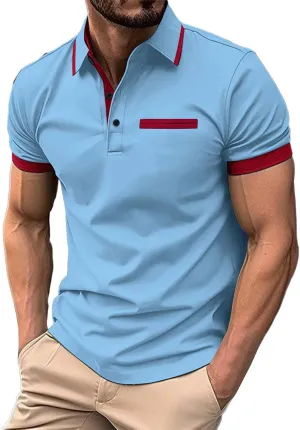 Polo Shirts for Men Casual Short Sleeve Dress Golf Fashion Big and Tall Polos Tshirts Button Down Business Slim Fit Shirt