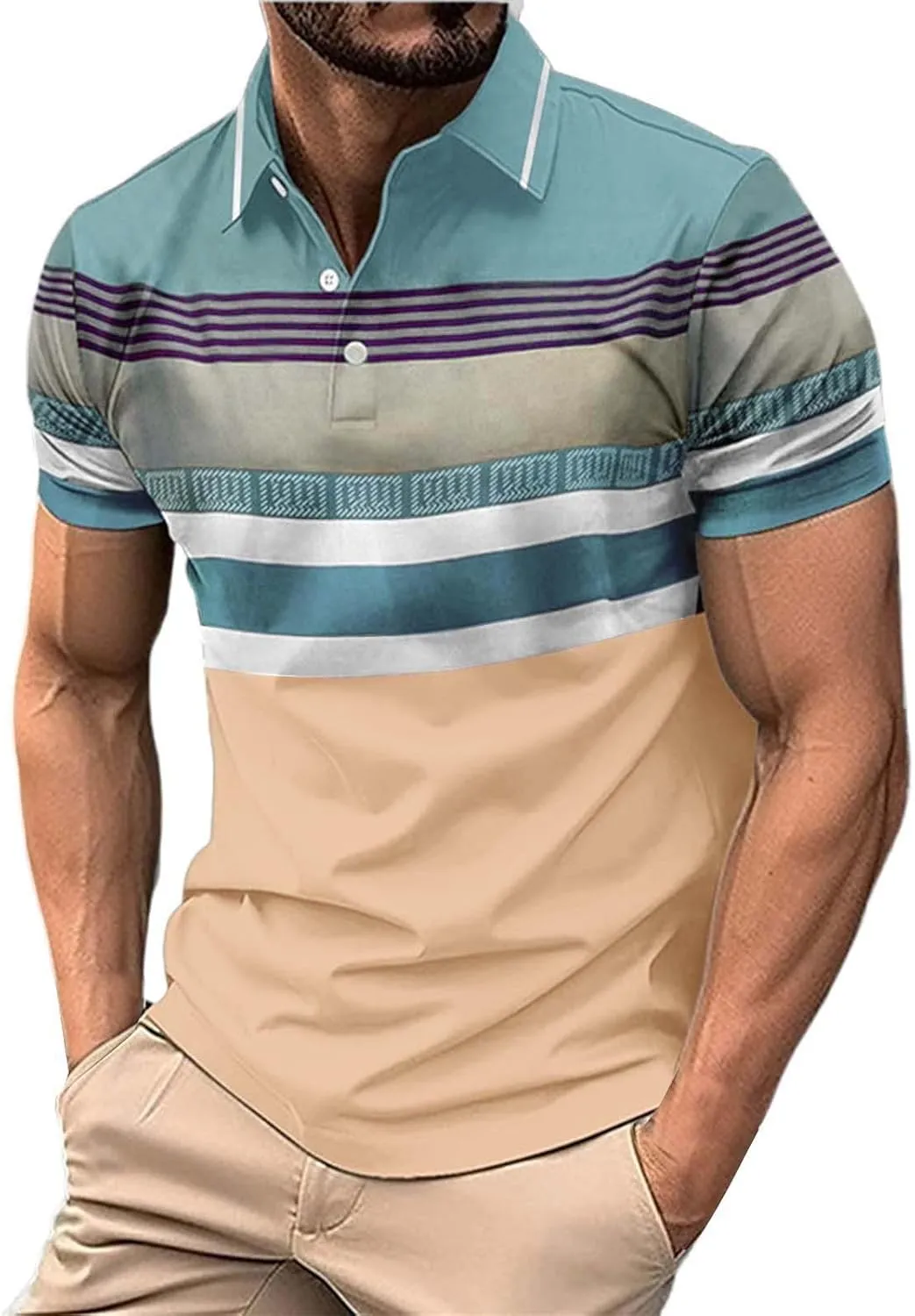 Polo Shirts Men and Summer Casual Short Sleeved Buttons Lapel Solid Color Short Sleeved T Shirt Tops Golf T Shirts