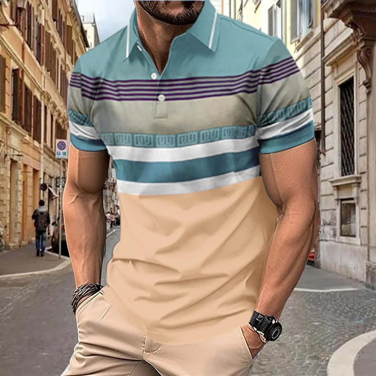 Polo Shirts Men and Summer Casual Short Sleeved Buttons Lapel Solid Color Short Sleeved T Shirt Tops Golf T Shirts