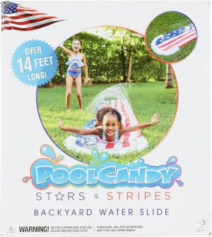 PoolCandy Stars & Stripes Kids Inflatable Backyard Water Slide with Built-in Splash Pool