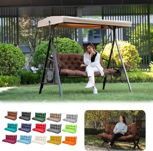 Porch Swing Cushions, Outdoor 3 Seats Swing Cushion Replacement Pad with Backrest, Waterproof Bench Cushion with Ties, for Porch,Garden,Backyard Furniture Patio Lounger (Coffee 60 * 40 in)