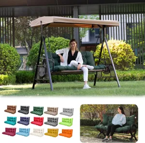 Porch Swing Cushions, Outdoor Swing Replacement Cushions 3 Seater with Backrest, Waterproof Bench Cushion with Ties,for Patio,Porch, Garden,Backyard (Green 60 * 40 in)