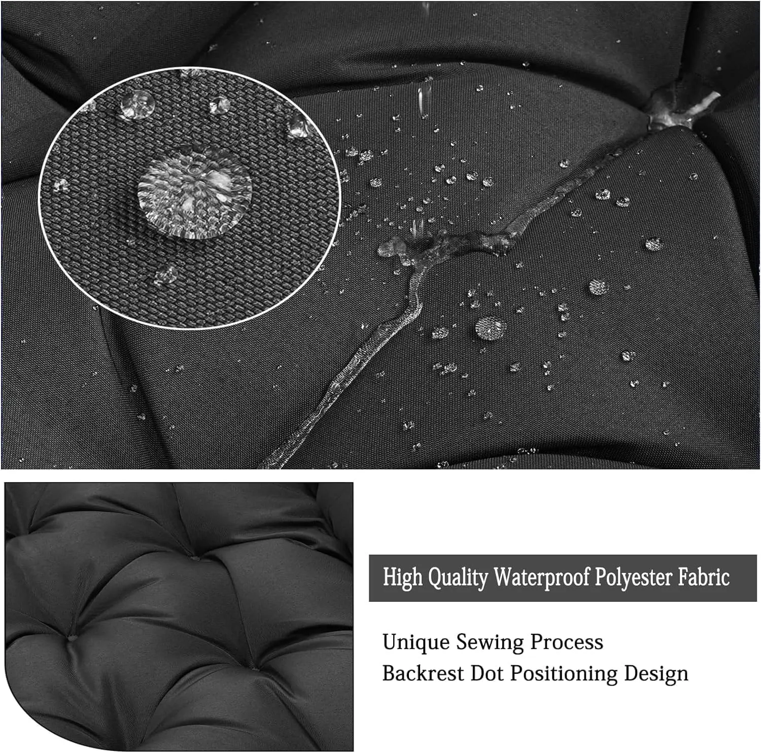 Porch Swing Cushions,Outdoor 3 Seats Swing Cushion Replacement Pad with Backrest,Waterproof Bench Cushion with Ties, for Porch,Garden,Backyard Furniture Patio Lounger (Dark Gray 60 * 40in)
