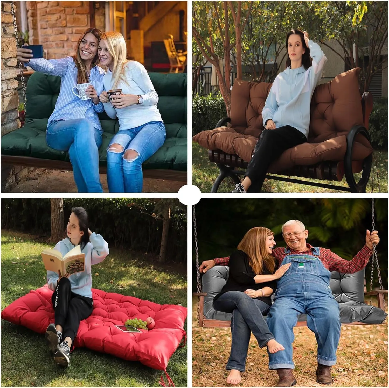 Porch Swing Cushions,Outdoor 3 Seats Swing Cushion Replacement Pad with Backrest,Waterproof Bench Cushion with Ties, for Porch,Garden,Backyard Furniture Patio Lounger (Dark Gray 60 * 40in)