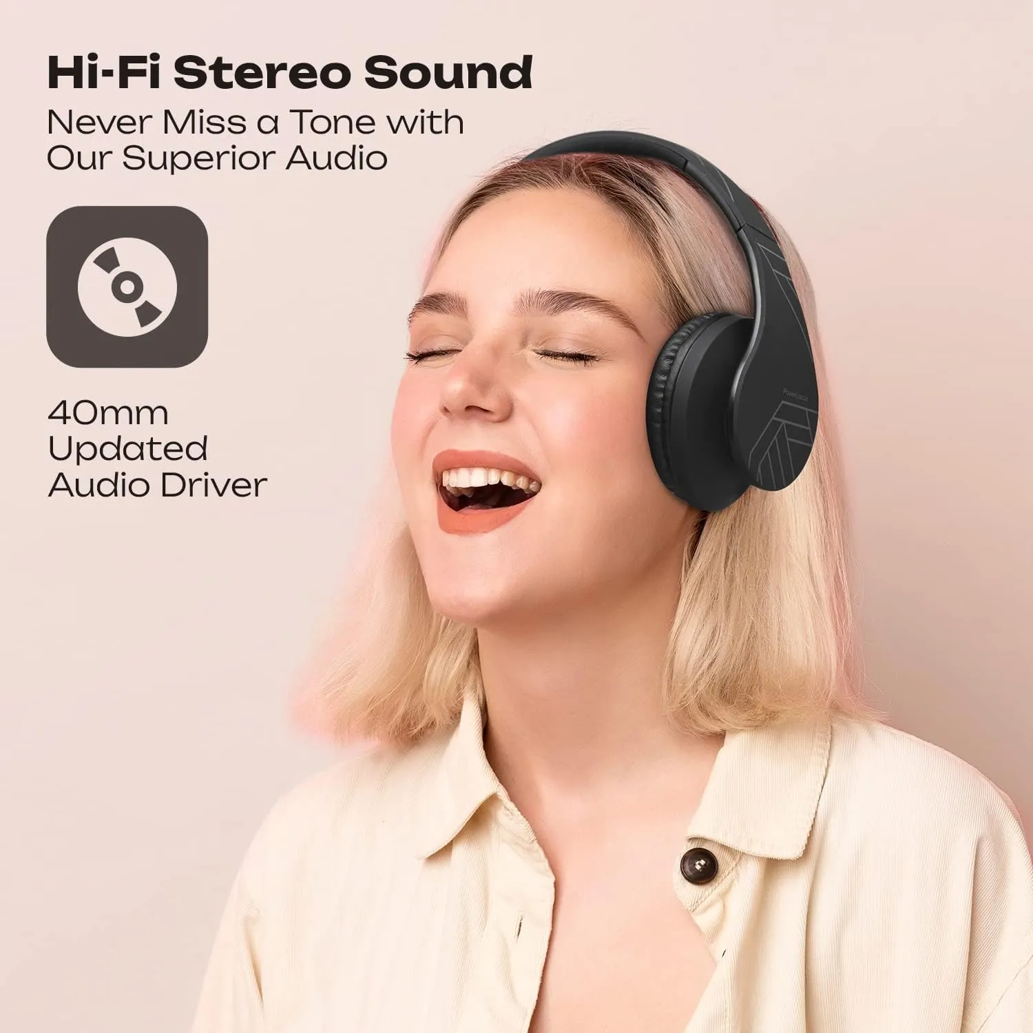 PowerLocus Bluetooth Over-Ear Headphones, Wireless Stereo Foldable Headphones Wireless and Wired Headsets with Built-in Mic, Micro SD/TF, FM for iPhone/Samsung/iPad/PC (Black)