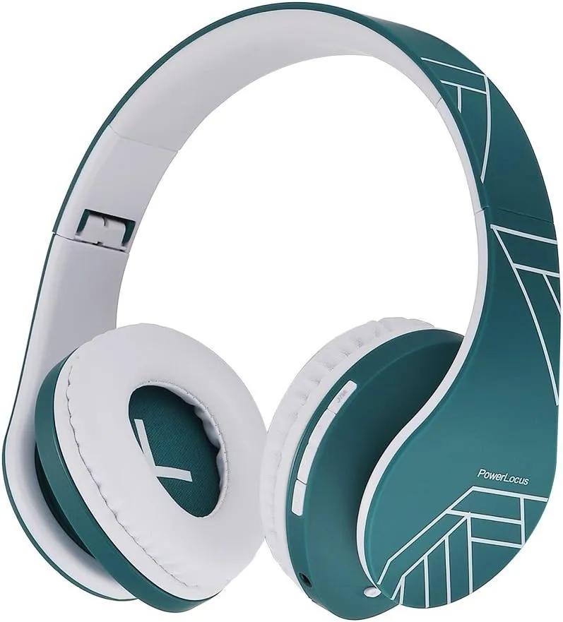 PowerLocus Bluetooth Over-Ear Headphones, Wireless Stereo Foldable Headphones Wireless and Wired Headsets with Built-in Mic, Micro SD/TF, FM for iPhone/Samsung/iPad/PC (Blue/White)