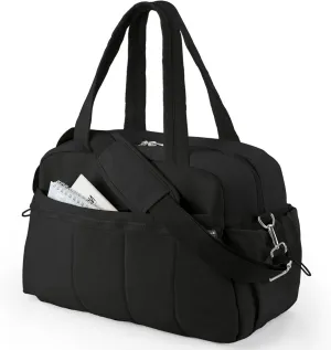Puffer Gym Bag for Women, Travel Duffle Bag for Airplanes with Wet Pocket, Small Weekender Bags for Women, Carry on Workout Overnight Duffel Bag for Hospital, Sport, Yoga, Black