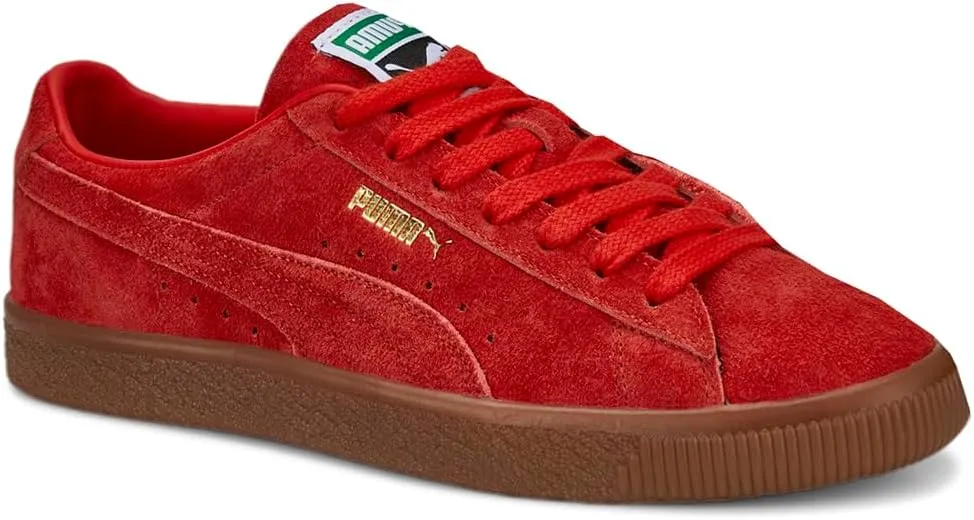 Puma Mens Suede VTG Hairy Suede Lace Up Sneakers Shoes Casual - Red