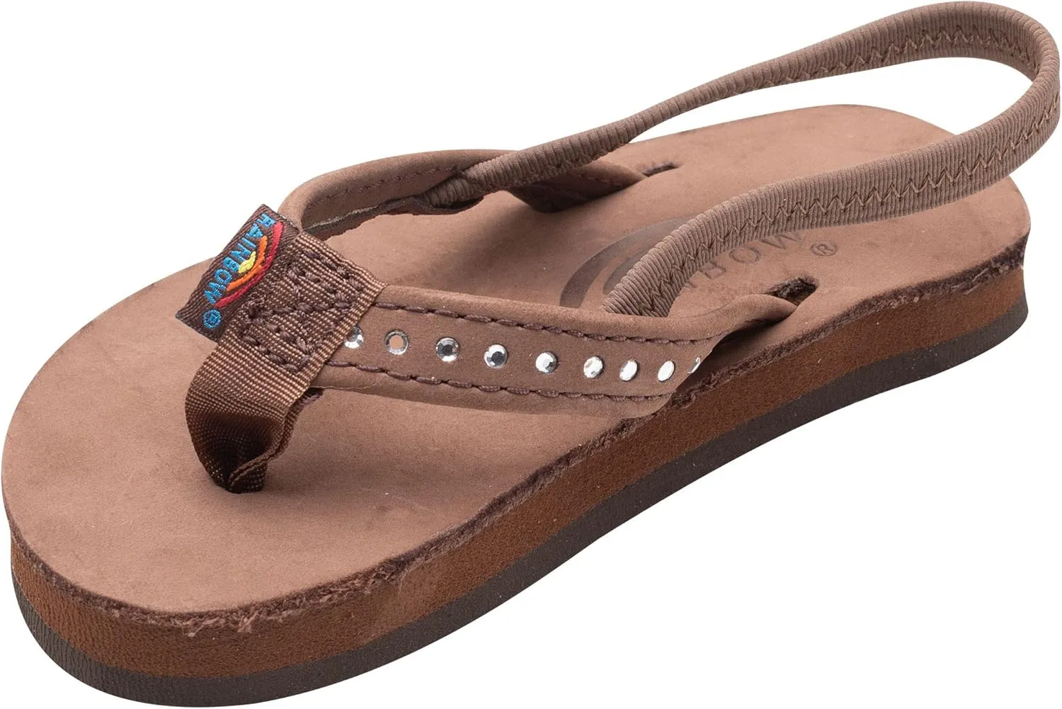 Rainbow Sandals Kid's Single Layer Premier Leather w/Narrow Crystal Strap
