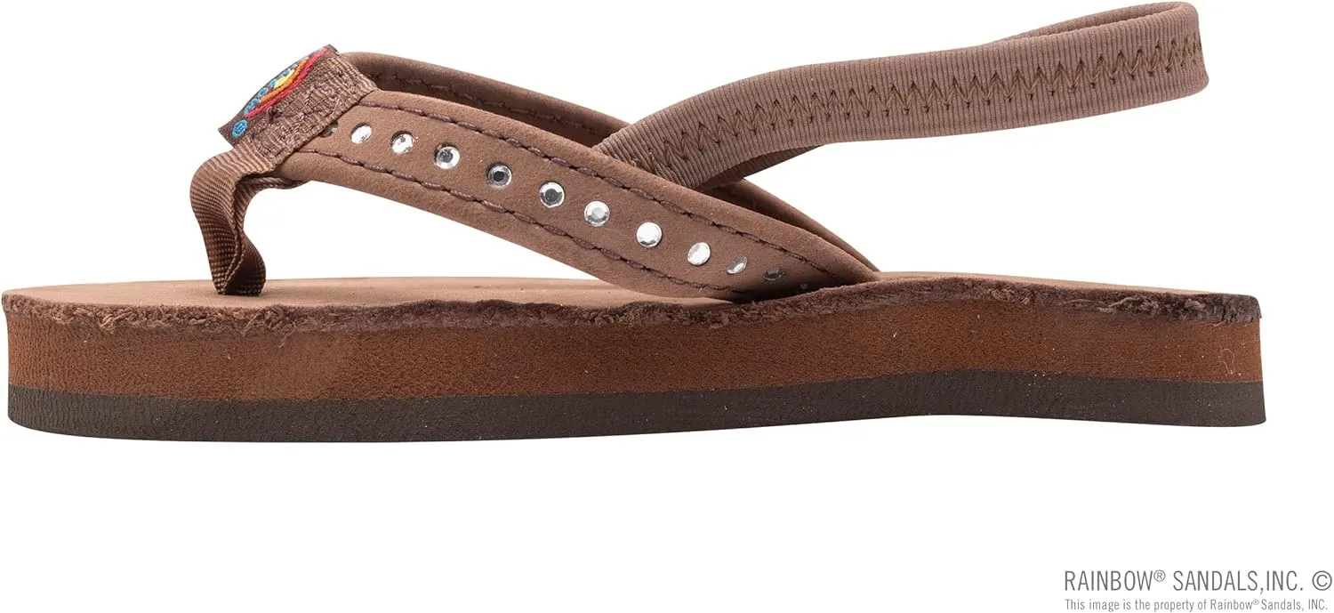 Rainbow Sandals Kid's Single Layer Premier Leather w/Narrow Crystal Strap