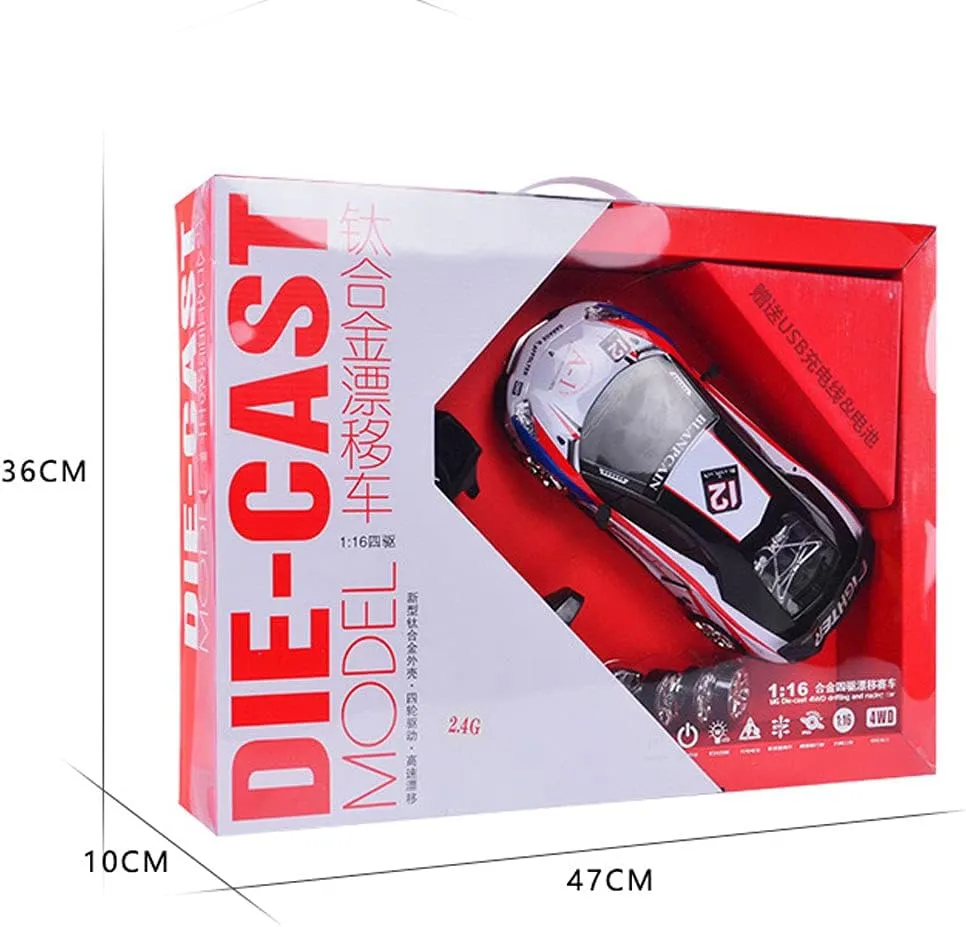 RC 2.4G Die-cast Racing Car 2.4G Alloy Drift Remote Control Car 4WD Mechanical Car Super Fast Charging Two Kinds of Tires Can Be Changed at Will, Boy Toy Car, Children’s Gift