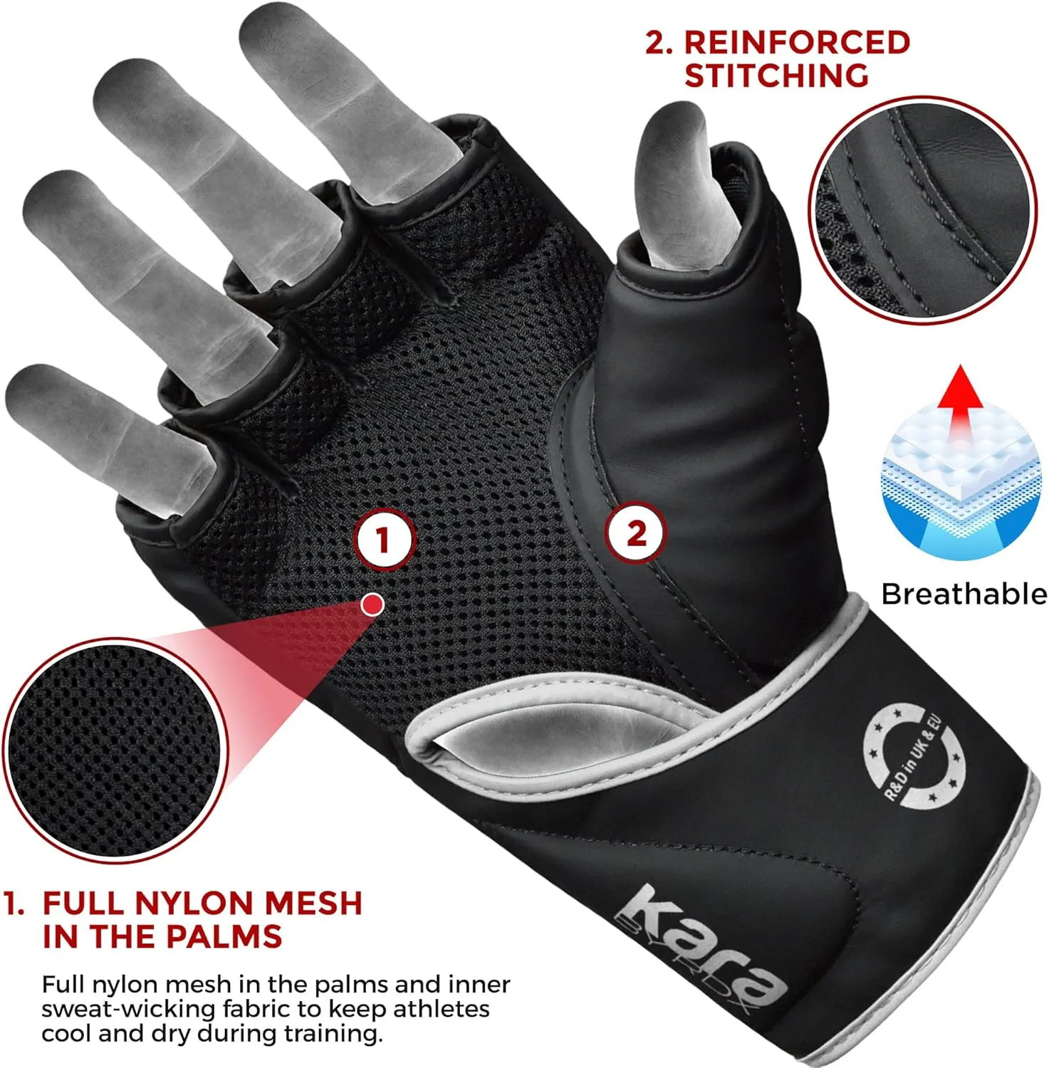 RDX MMA Gloves Grappling Sparring, Pre-Curved Mixed Martial Arts Mitts Men Women Boxing Gloves, Maya Hide Leather Kara Cage Fighting Workout, Combat Sports Training, Muay Thai, Punching Bag Kickboxing