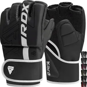 RDX MMA Gloves Grappling Sparring, Pre-Curved Mixed Martial Arts Mitts Men Women Boxing Gloves, Maya Hide Leather Kara Cage Fighting Workout, Combat Sports Training, Muay Thai, Punching Bag Kickboxing