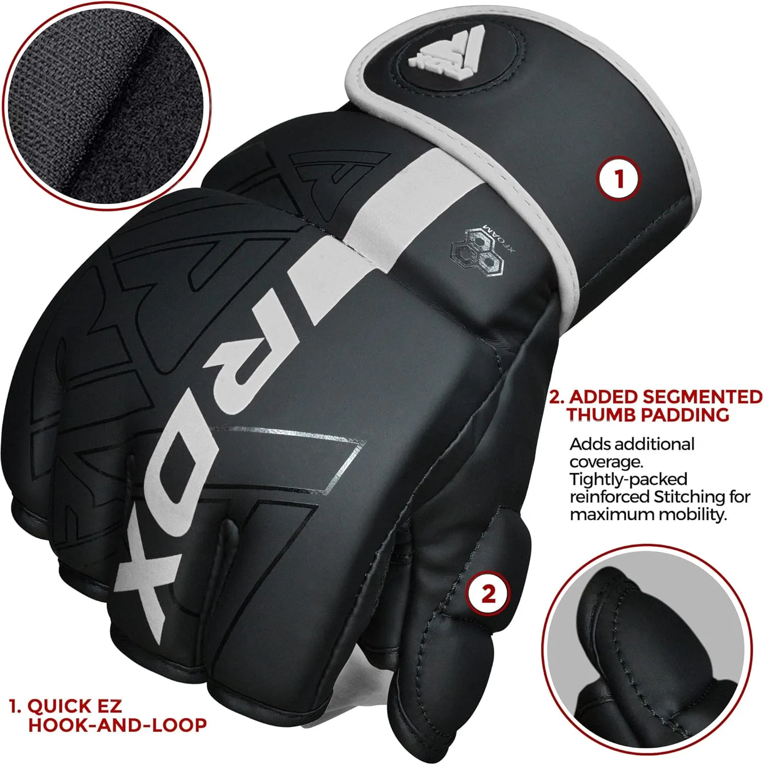 RDX MMA Gloves Grappling Sparring, Pre-Curved Mixed Martial Arts Mitts Men Women Boxing Gloves, Maya Hide Leather Kara Cage Fighting Workout, Combat Sports Training, Muay Thai, Punching Bag Kickboxing