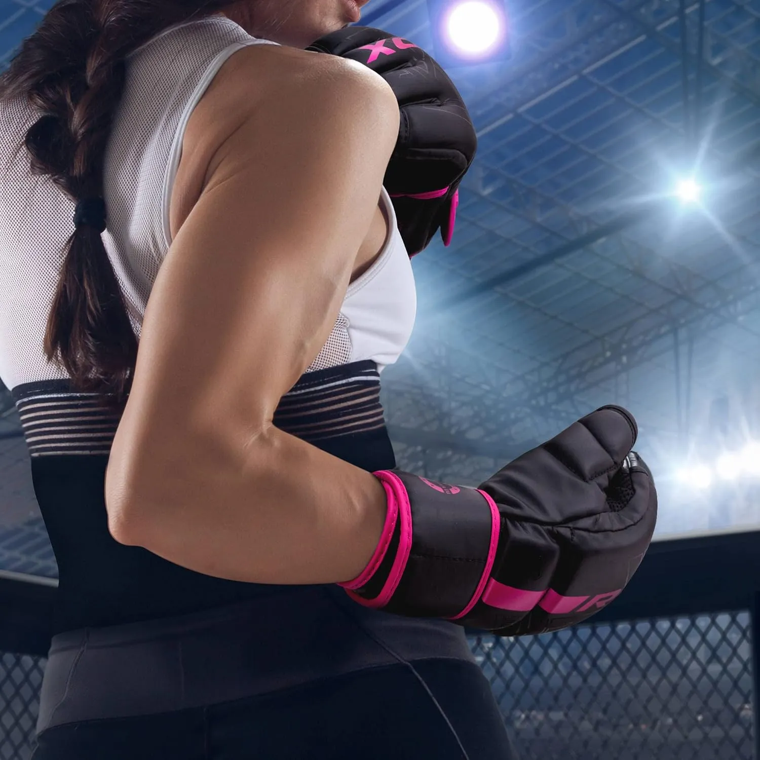 RDX MMA Gloves Grappling Sparring, Pre-Curved Mixed Martial Arts Mitts Men Women Boxing Gloves, Maya Hide Leather Kara Cage Fighting Workout, Combat Sports Training, Muay Thai, Punching Bag Kickboxing