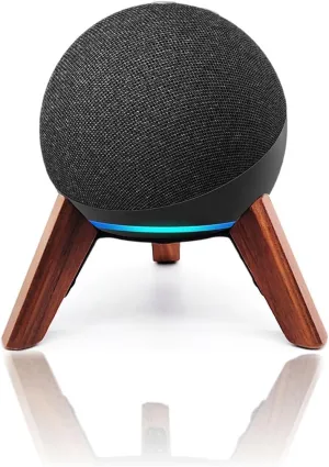 Real Wood Stand for Echo Dots(4th Gen)(5th Gen),Tripod Accessories Protect Speaker for Better Sound,Secure Stable Wooden Mount Holder for Echo Dot (Newest Model) 2024,(Walnut)