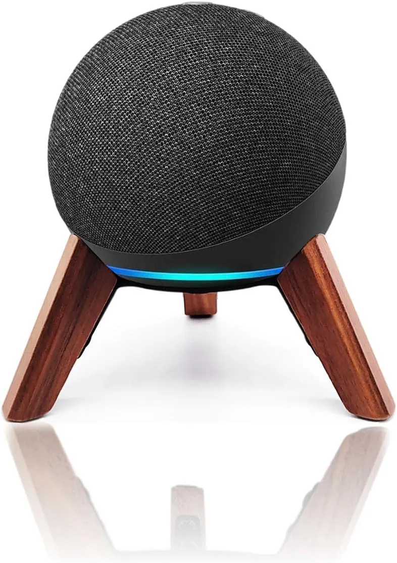 Real Wood Stand for Echo Dots(4th Gen)(5th Gen),Tripod Accessories Protect Speaker for Better Sound,Secure Stable Wooden Mount Holder for Echo Dot (Newest Model) 2024,(Walnut)