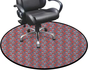 Red Blue Anti-Slip Chair Mat for Hardwood Floors & Carpets, Retro Fashion Garden Foliage Botanical Desk Chair Mat for Office, Gaming Room, and Home Use, Traditional Diameter 51 in