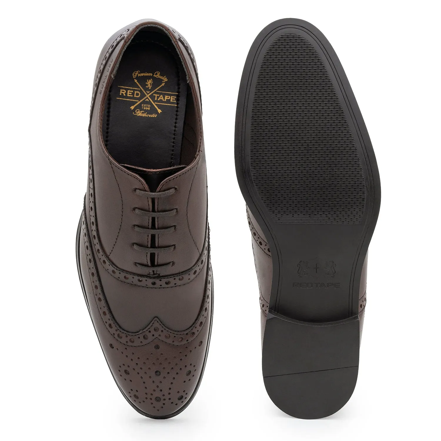 Red Tape Formal Oxford Shoes for Men |Refined Round-Toe Shaped Real Leather Shoes with Low-cut Pattern
