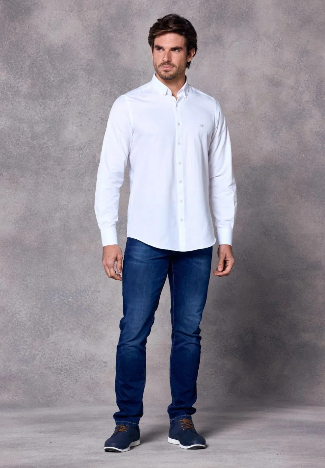 Rivet & Denim Long Sleeve Oxford Shirt - White