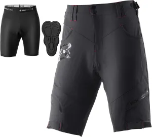 ROCK BROS Men’s Mountain Bike Shorts with Detachable 4D Padded Liner, Hook-&-Loop Waist & Zipper Pocket Lightweight Baggy