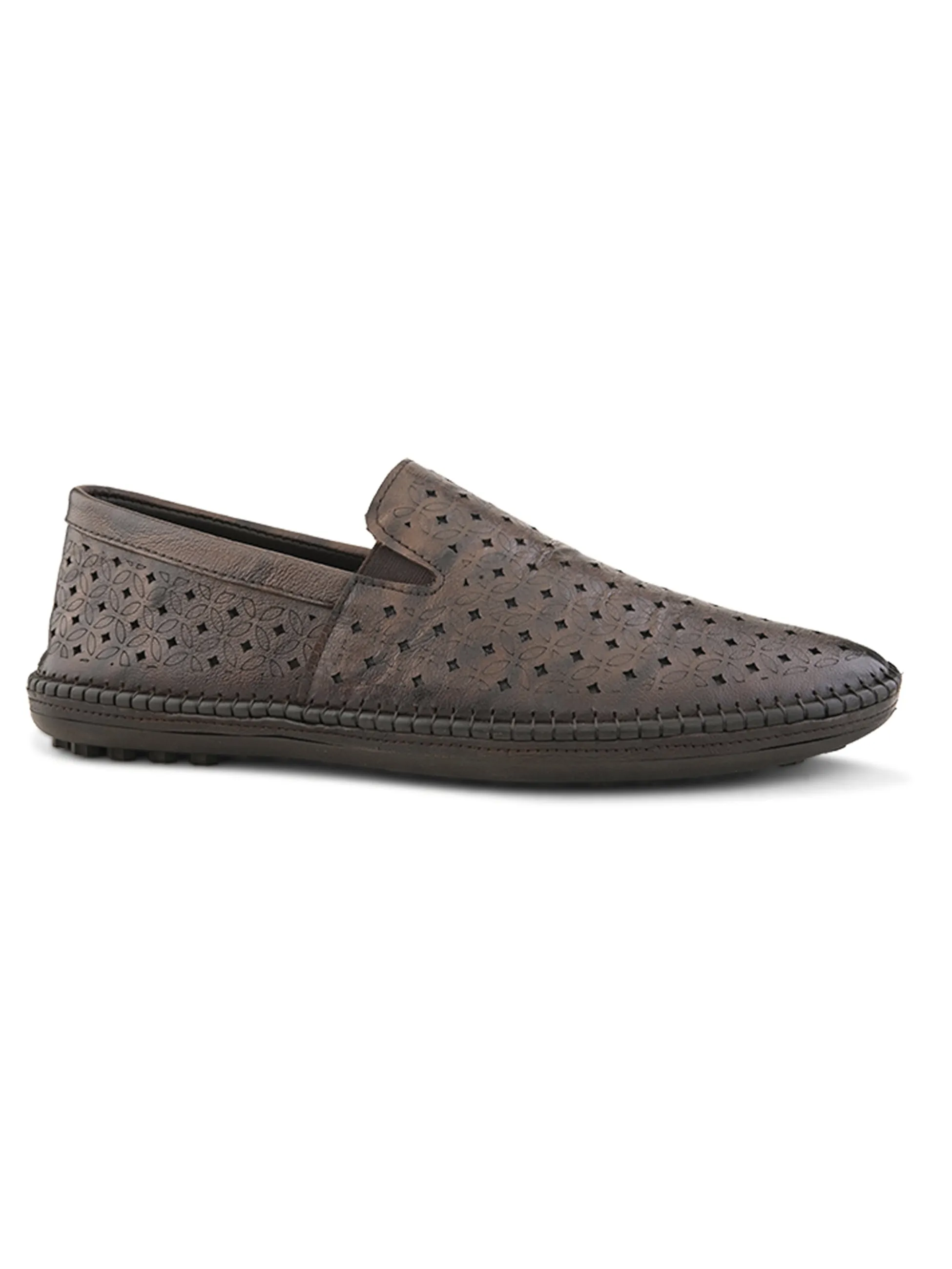 Romano Brown Leather Ethnic Slip ons