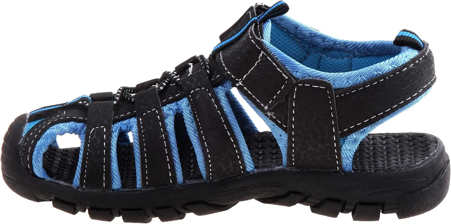 Rugged Bear Kids Boys Girls Closed-Toe Outdoor Sport Water Sandals - beach pool slide adjustable strap shoes athletic summer (Toddler/Little Kid/Big Kid)