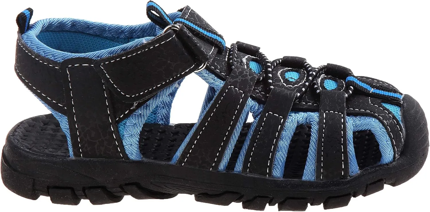 Rugged Bear Kids Boys Girls Closed-Toe Outdoor Sport Water Sandals - beach pool slide adjustable strap shoes athletic summer (Toddler/Little Kid/Big Kid)