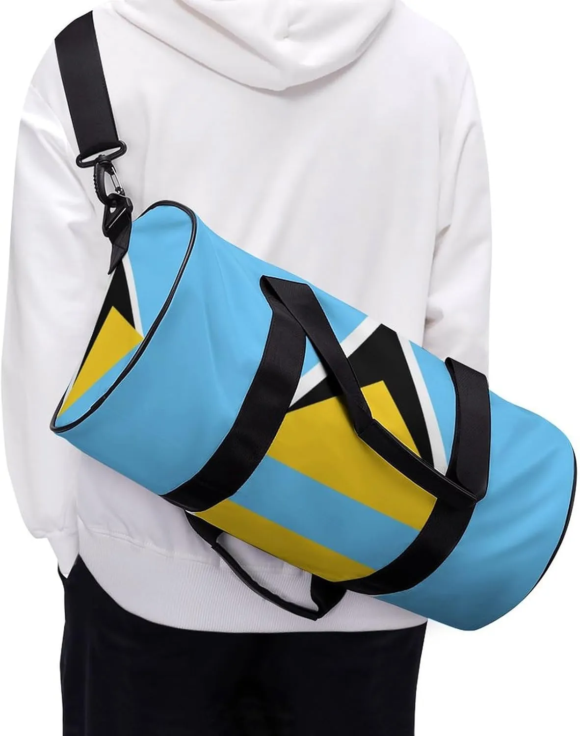 Saint Lucia Flag Large Capacity Gym Bag for Women Men with Wet Pocket Travel Duffel