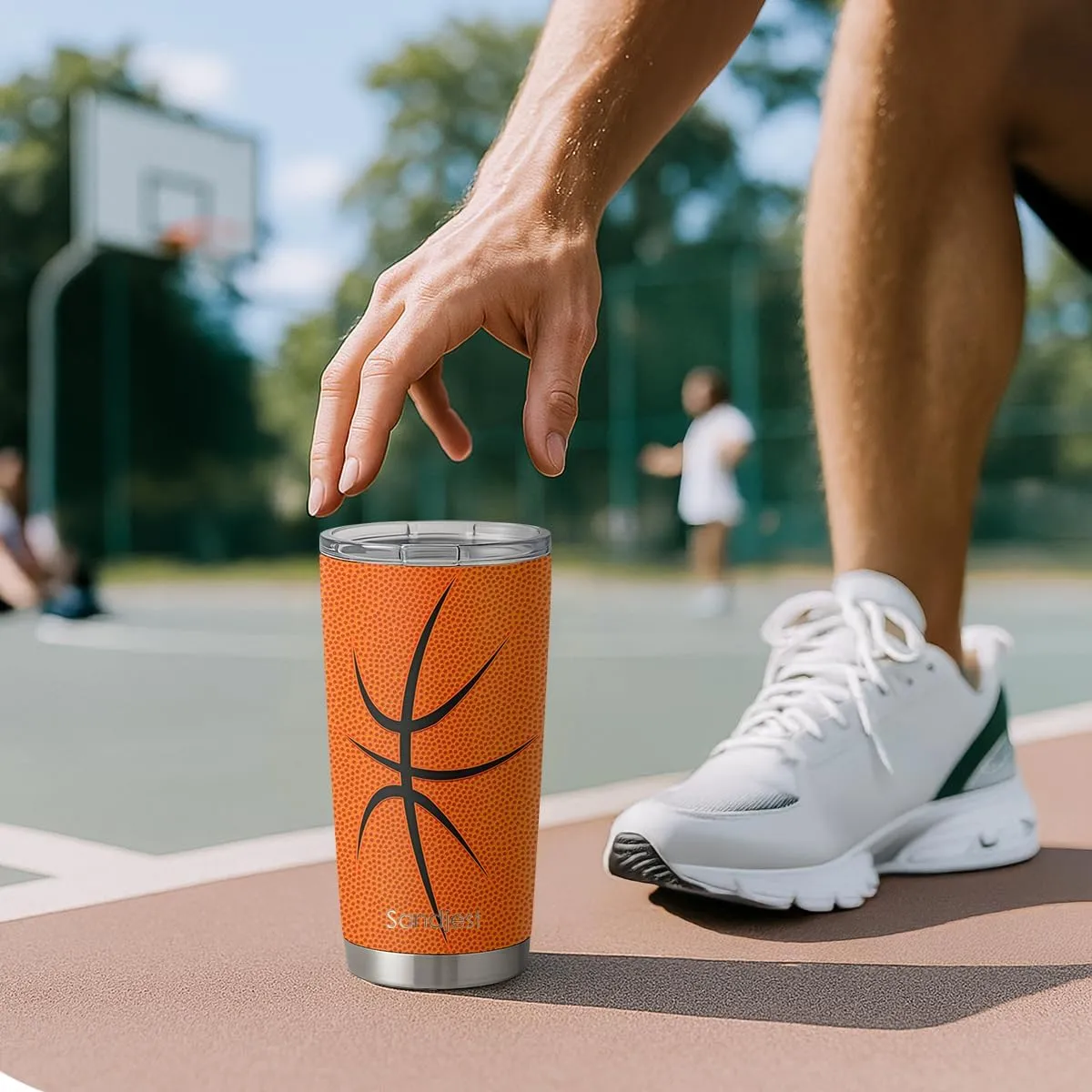 SANDJEST Basketball Tumbler 20oz Stainless Steel Insulated, Travel Coffee Cup, Sport Tumblers Gifts for Basketball Lovers, Men Women, Coach, Birthday, Christmas