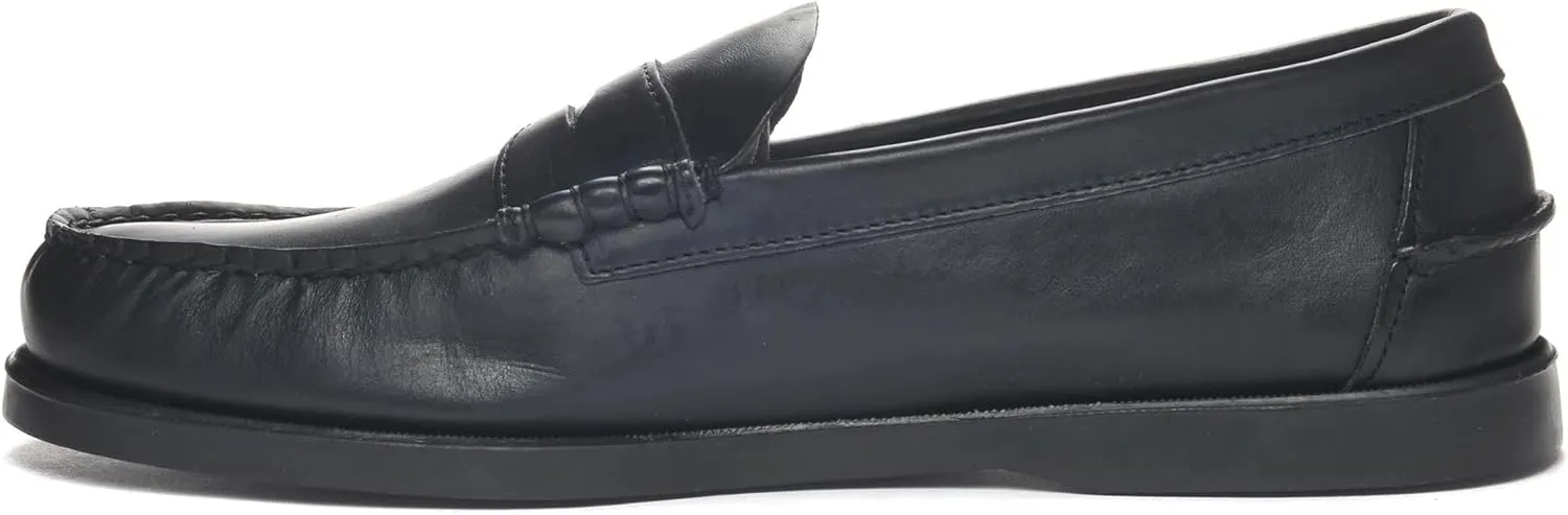 Sebago Men's Dolphin Waxed Shoe – Handsewn Leather Slip-On Moccasin with Siped Non-Marking Rubber Sole