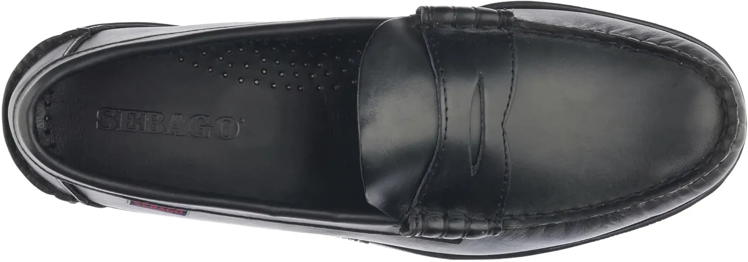 Sebago Men's Dolphin Waxed Shoe – Handsewn Leather Slip-On Moccasin with Siped Non-Marking Rubber Sole