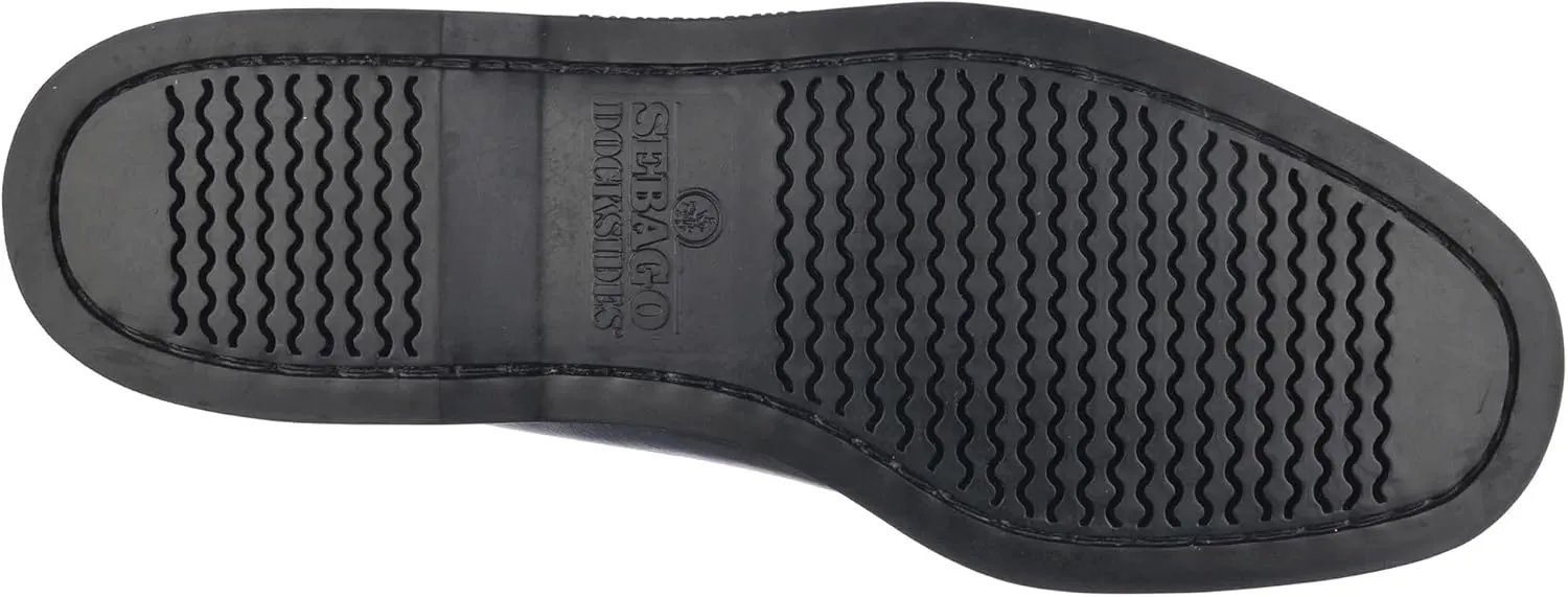Sebago Men's Dolphin Waxed Shoe – Handsewn Leather Slip-On Moccasin with Siped Non-Marking Rubber Sole