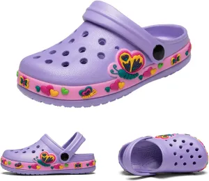 SECHRITE Kids Fur Lined Clogs Garden Shoes for Boys Girls Toddler Cartoon Sandals with Removable Fleece Lined Winter Warm Indoor Outdoor Home Slippers Non-Slip Sole