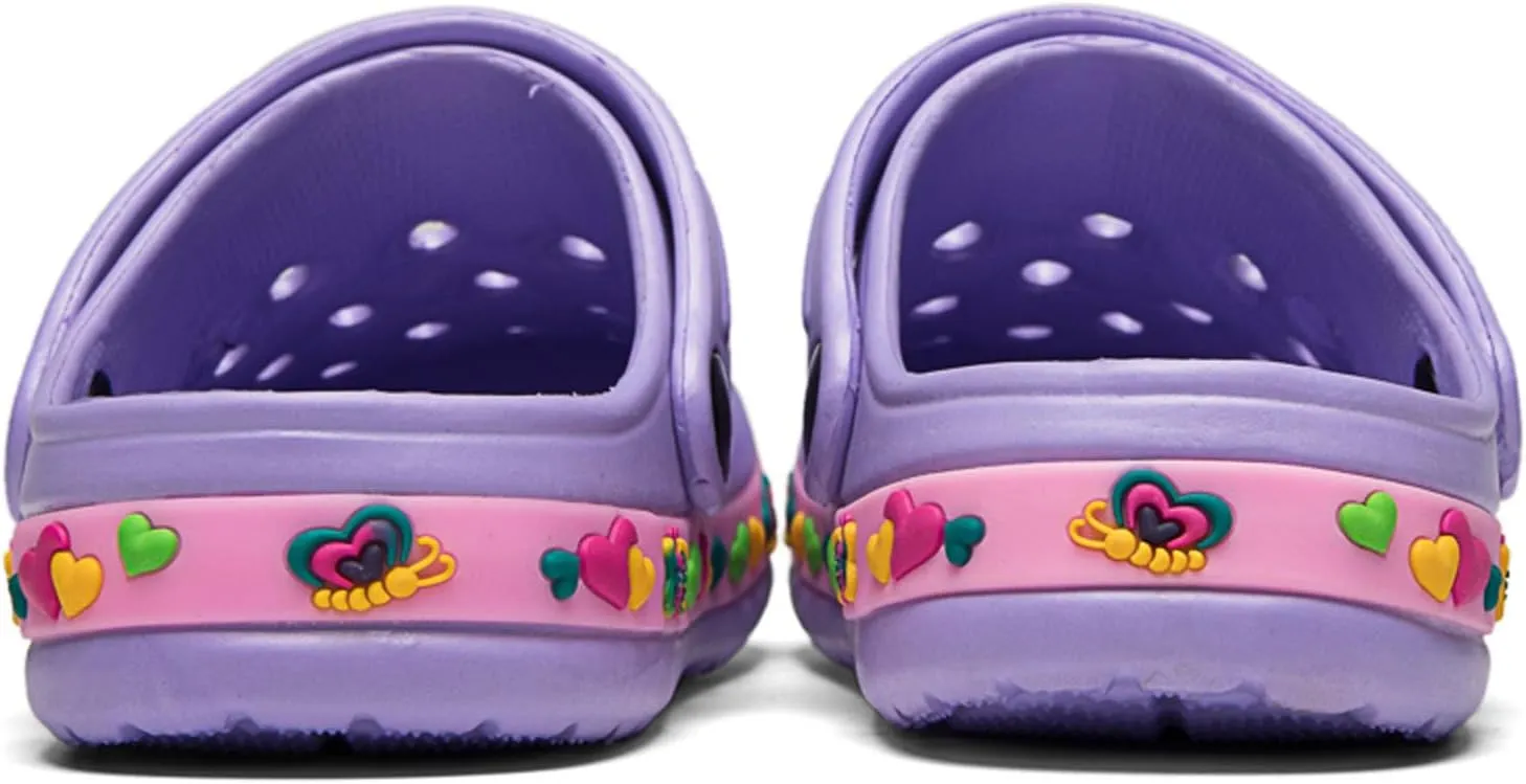 SECHRITE Kids Fur Lined Clogs Garden Shoes for Boys Girls Toddler Cartoon Sandals with Removable Fleece Lined Winter Warm Indoor Outdoor Home Slippers Non-Slip Sole
