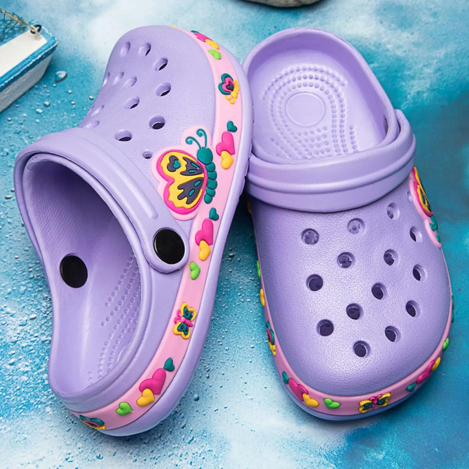 SECHRITE Kids Fur Lined Clogs Garden Shoes for Boys Girls Toddler Cartoon Sandals with Removable Fleece Lined Winter Warm Indoor Outdoor Home Slippers Non-Slip Sole