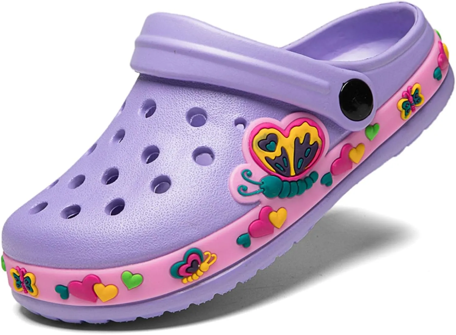 SECHRITE Kids Fur Lined Clogs Garden Shoes for Boys Girls Toddler Cartoon Sandals with Removable Fleece Lined Winter Warm Indoor Outdoor Home Slippers Non-Slip Sole