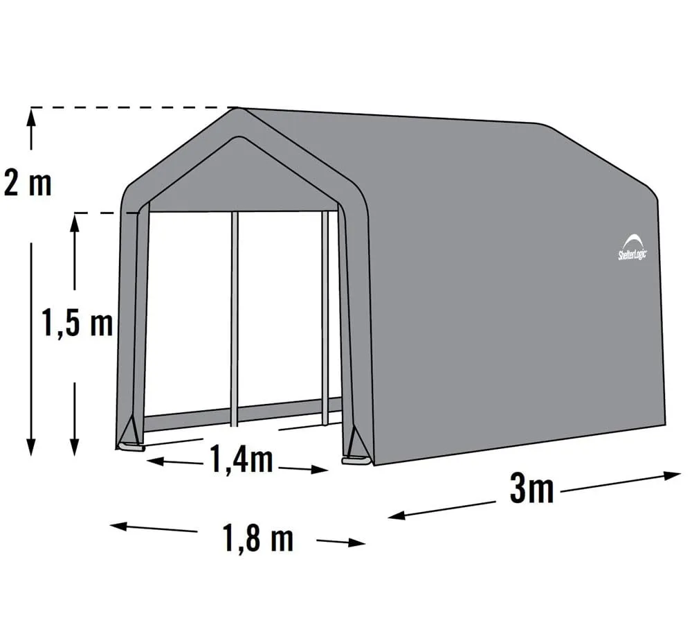 ShelterLogic 6' x 10' x 6' Shed-in-a-Box All Season Steel Metal Peak Roof Outdoor Storage Shed with Waterproof Cover and Heavy Duty Reusable Auger Anchors
